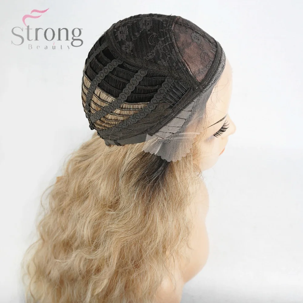 StrongBeauty женский парик на кружеве Омбре синтетические волосы длинные пушистые натуральные волнистые темные корни парики