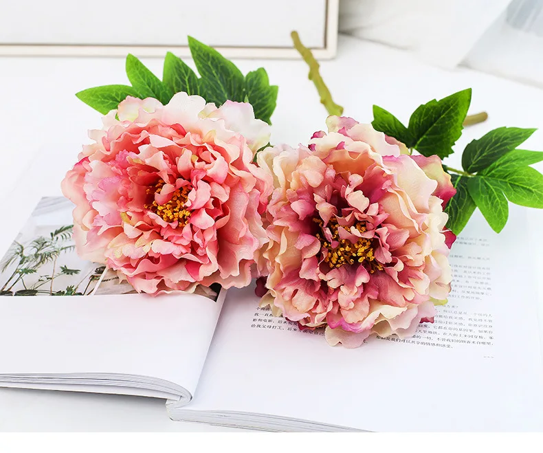 rose artificial Flower silk Peony  fake peonies yellow pink blue  (6)