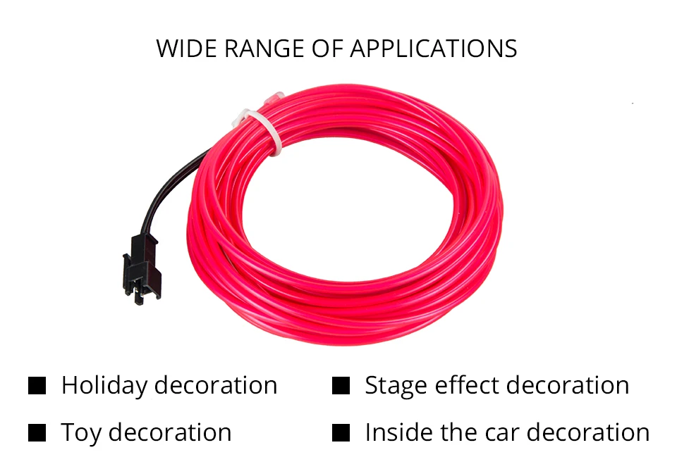 LED Car Styling Pink color 1M 2M 3M 4M 5M Ambient Light Flexible Neon Strip led Car Interior Lights Trim El Cold Light 5V (2)
