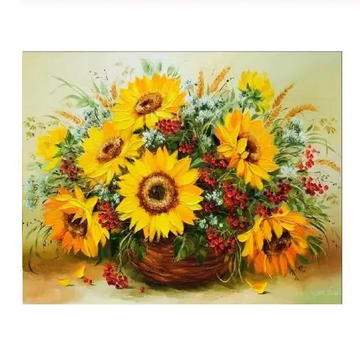 

Diamond Painting Sunflower Full Circle Diamond Embroidered Embroidered Diamond Painting Rhinestone Homedecoration