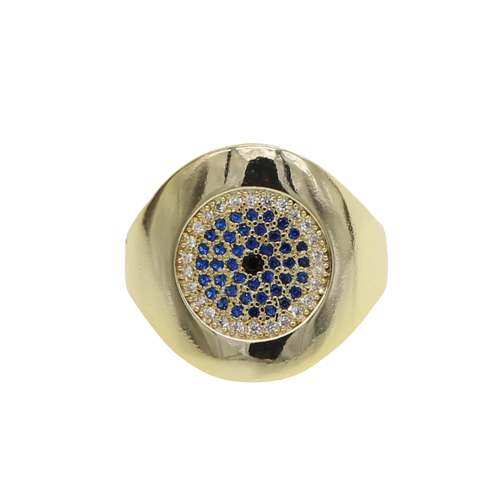 Позолоченный винтажный дизайн синий белый черный cz проложили счастливый Турецкий Дурной глаз кольцо для женщин