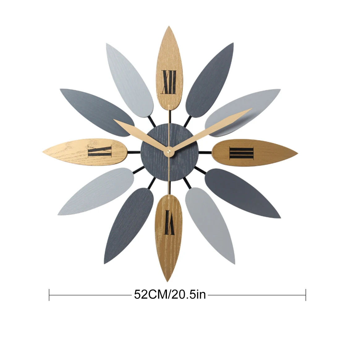 52 см Высокое качество уникальный скандинавский стиль лист узор немой кварцевые настенные часы Ретро бесшумные часы короткие домашний офис Декор для гостиной