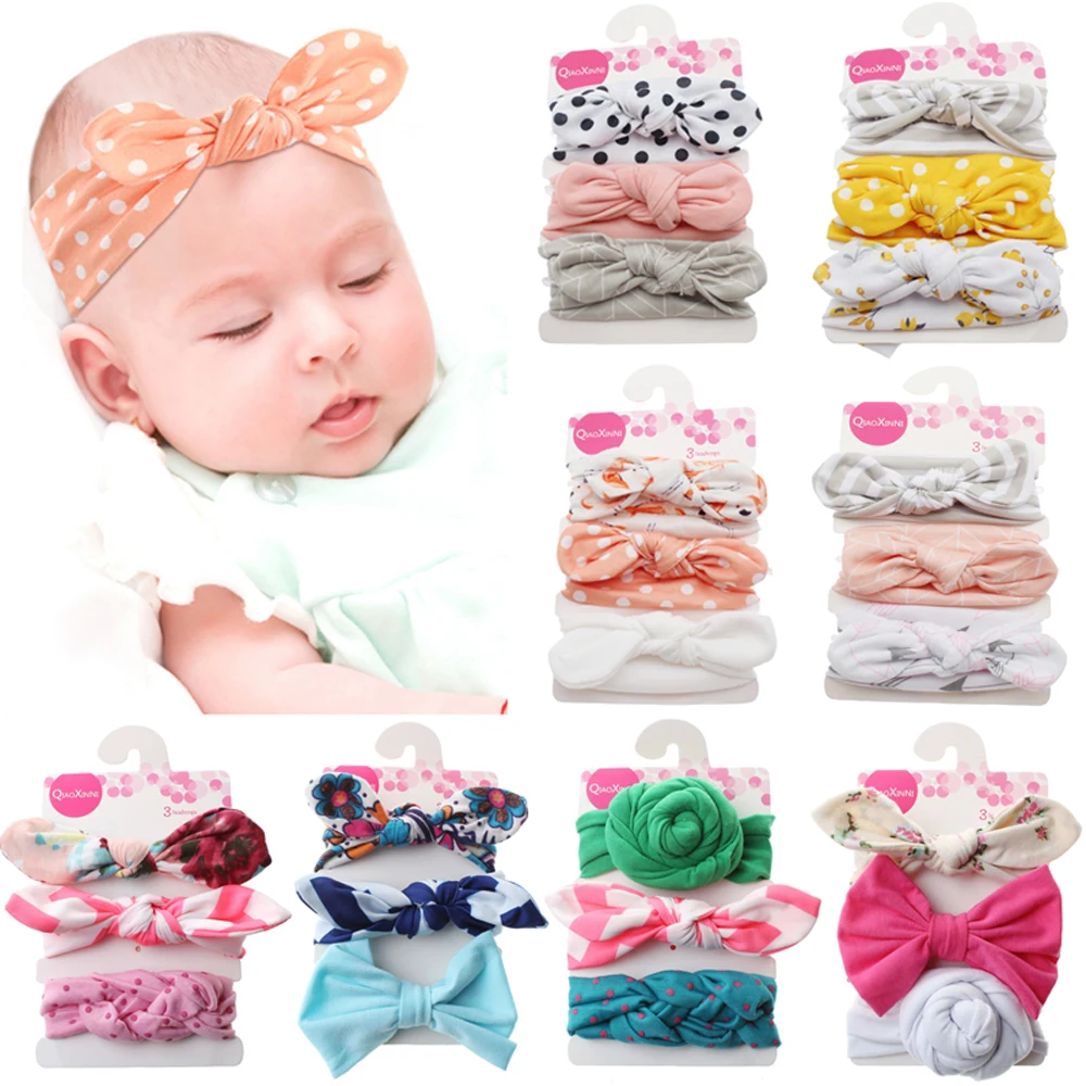 Baby Accessories 3PCS/Sets Kids Baby Headband Toddler Bow Flower Hair Band Headwear Photo Props Gifts Wholesale Hair Wrap