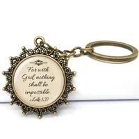 Fashion Jesus Jewelry Christian Key Chain Faith With God Nothing is Impossible Quote Jewelry Glass Saying Key Ring 2017 Gifts
