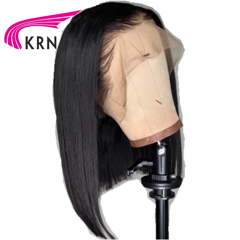 KRN Short Bob straight Wig 13x6 lace front Brazilian Human Hair Wigs remy hair With Pre Plucked Wit
