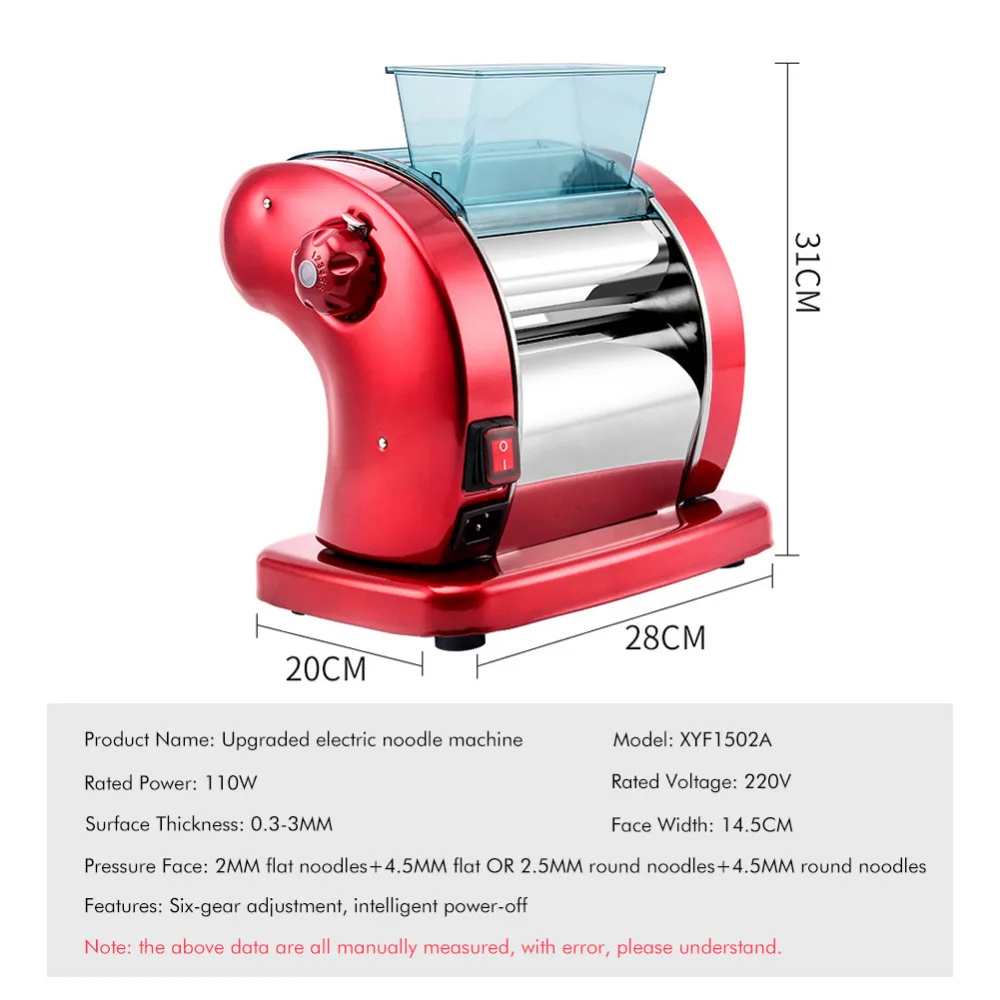 Электрическая машина для приготовления макаронных изделий, машина для резки лапши, машина для изготовления теста, ролик для коммерческого и домашнего использования 0,3-3 мм