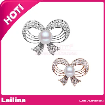 

Crystal Rhinestone Imitaion Pearl Bling Fashion Butterfly Bow Brooch Pin