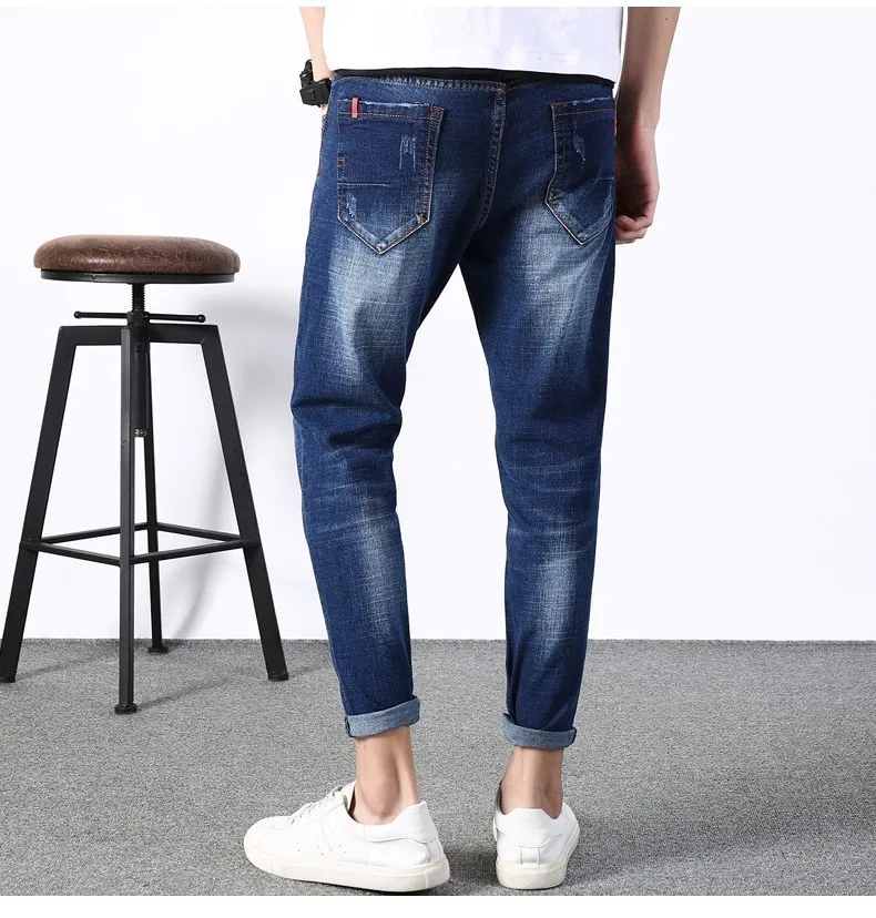 Весна и лето Новые мужские джинсы тонкие высококачественные микро эластичные леггинсы Мужская брендовая одежда 27-36