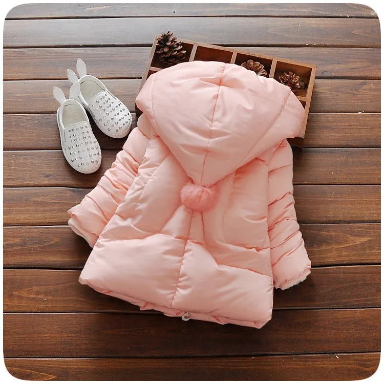 Новая коллекция детская зимняя куртка сплошной Цвет розовый Зимнее пальто с капюшоном плотная теплая детская одежда для девочек, детская зимняя куртка для девочек