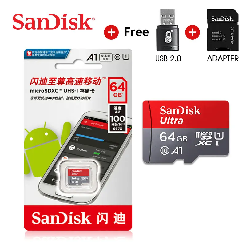 Sandisk Ultra Micro SD 128 ГБ 32 ГБ 64 Гб 256 Гб 16 Гб 400 Гб Micro SD карта SD/TF флэш-карта памяти 32 64 128 Гб microSD для телефона