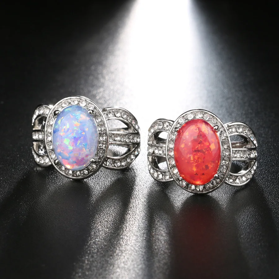 Кольцо с опалом и кубическим цирконием серебряного цвета размеры 7 10|cubic zirconia|opal