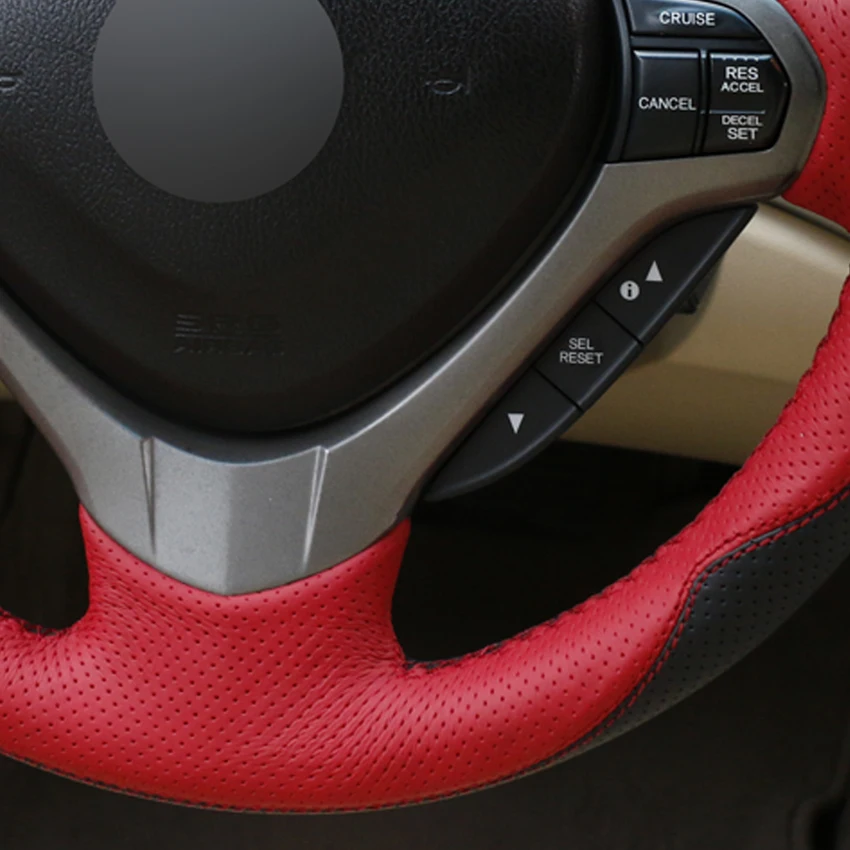 DIY ручной прошитый чехол рулевого колеса автомобиля Черный Красный кожаный для Honda Spirior OId Accord