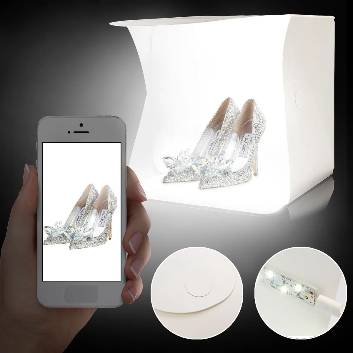 

15.8 Inch Portable Folding Light Box Photography Studio Softbox LED Light Soft Box Tent Kit for Phone Camera Photo Background
