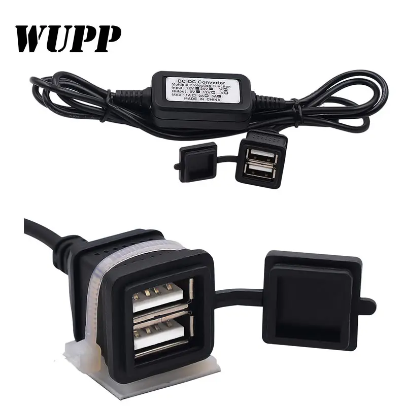 

WUPP Waterproof Vehicle Dual USB Car Charger DC12V to 5V 3A 15W Converter Step Down Module Power Adapter Supply Car-styling