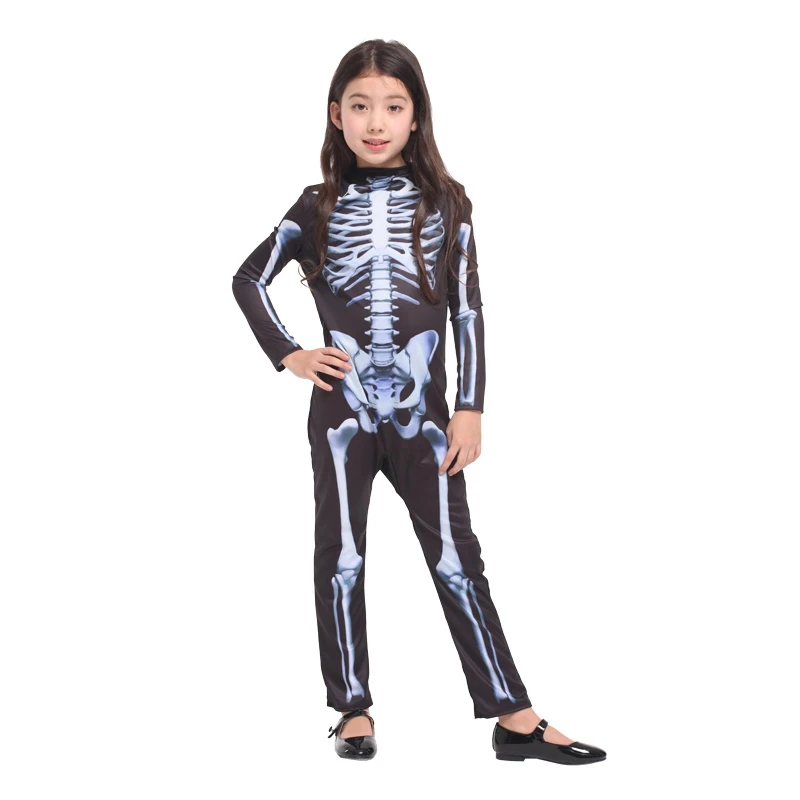 

Children Kids Girls Skeleton Jumpsuit Costume Fancy Halloween Carnival Party Role Play Cosplay Costumes
