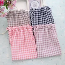 Летние женские пижамы газовые хлопковые брюки мужские женские клетчатые брюки свободные повседневные штаны для сна штаны пижамы