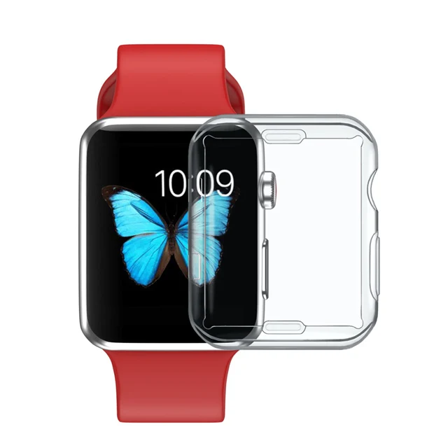 Силиконовый чехол Обложка для Apple Watch, ремешок 42 мм, 38 мм, Версия 44 мм 40 мм мягкий защитный чехол Apple watch чехол Аксессуары для iwatch 4/3/2/1 - Цвет: Transparent