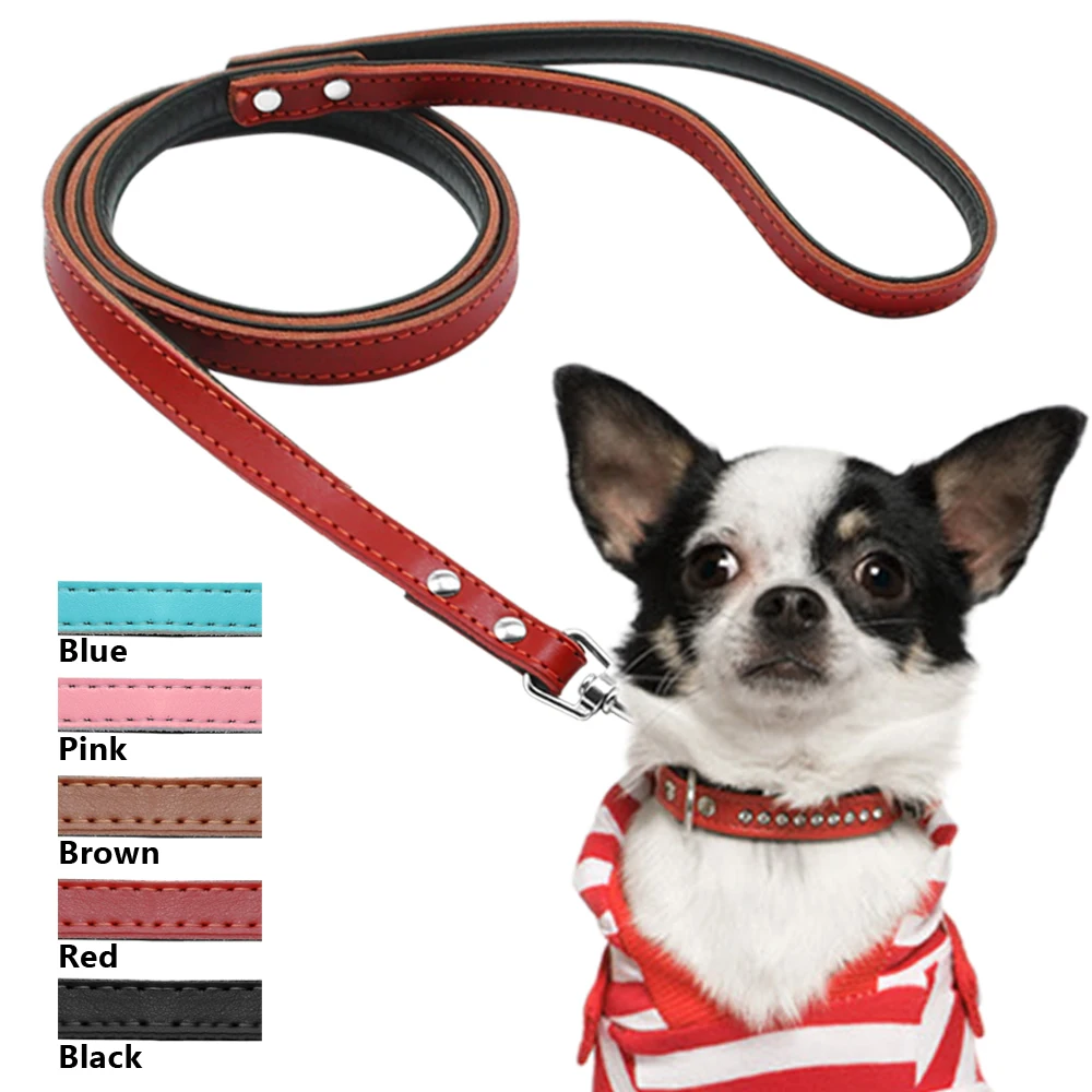 

5 Colors Leather Dog Leash Long Rope Pet Puppy Cat Walking Training Leashes For Small Medium Large Dogs Chihuahua 120cm Long