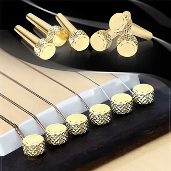 

6PCS Folk Guitar Brass String Bridge Pins Pineapple Pattern Acoustic Guitar Solid Bridge Pins Guitarra Accessories With Tin box