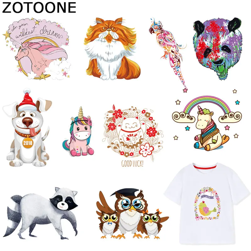 ZOTOONE милые животные утюжок на пластыри единорог кошка наклейки для одежды
