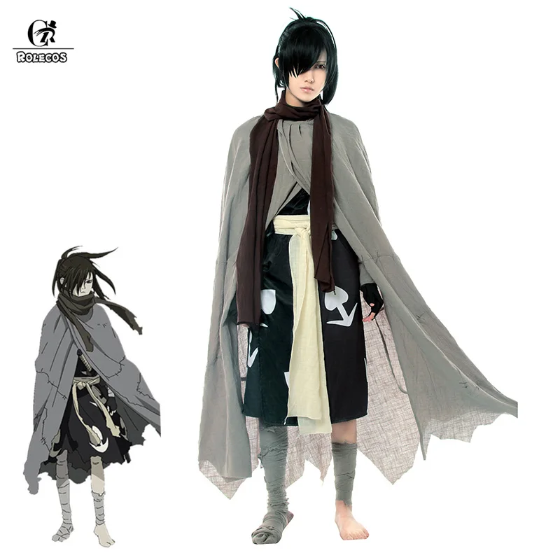 

ROLECOS Dororo Cosplay Costume Hyakkimaru Cosplay Kimono Janpnese Men Costume Anime Halloween Cloak Full Sets