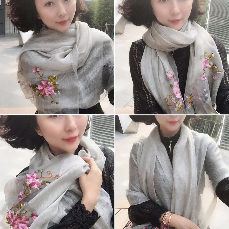

Hangzhou embroidered mulberry silk scarf