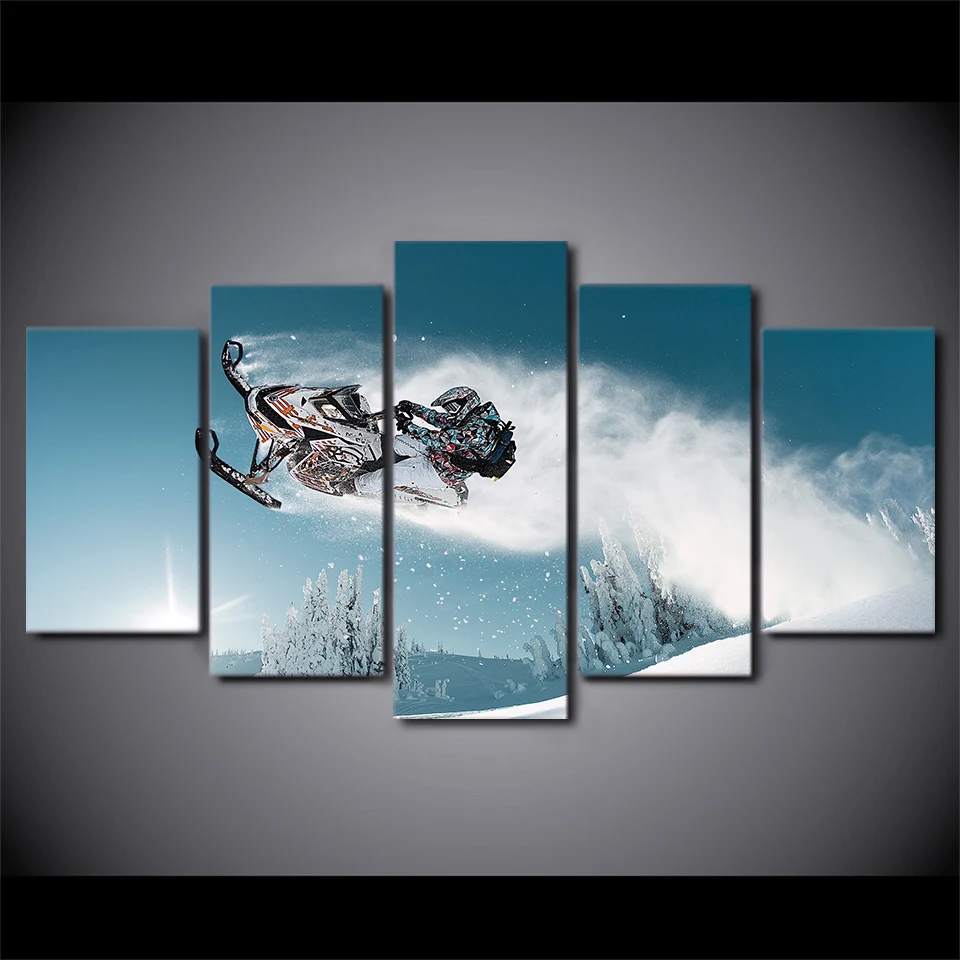 5 Pieces Canvas Prints ski doo ski doo freeride painting