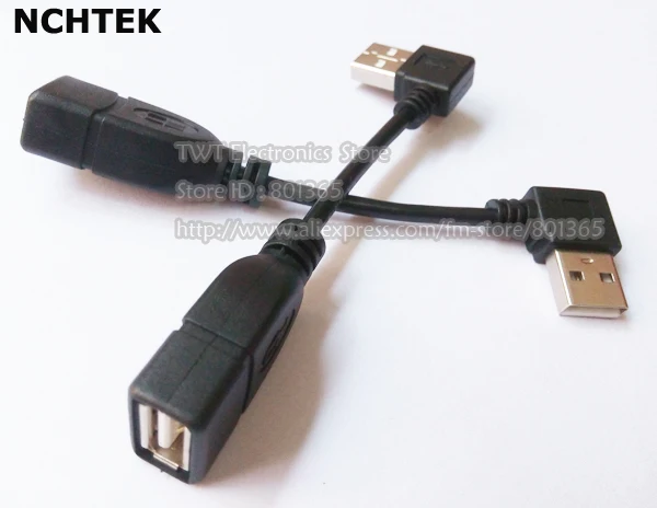 NCHTEK USB 2,0 прямоугольный 90d Тип Штекерный Женский Удлинительный кабель 10 см, 2Qty