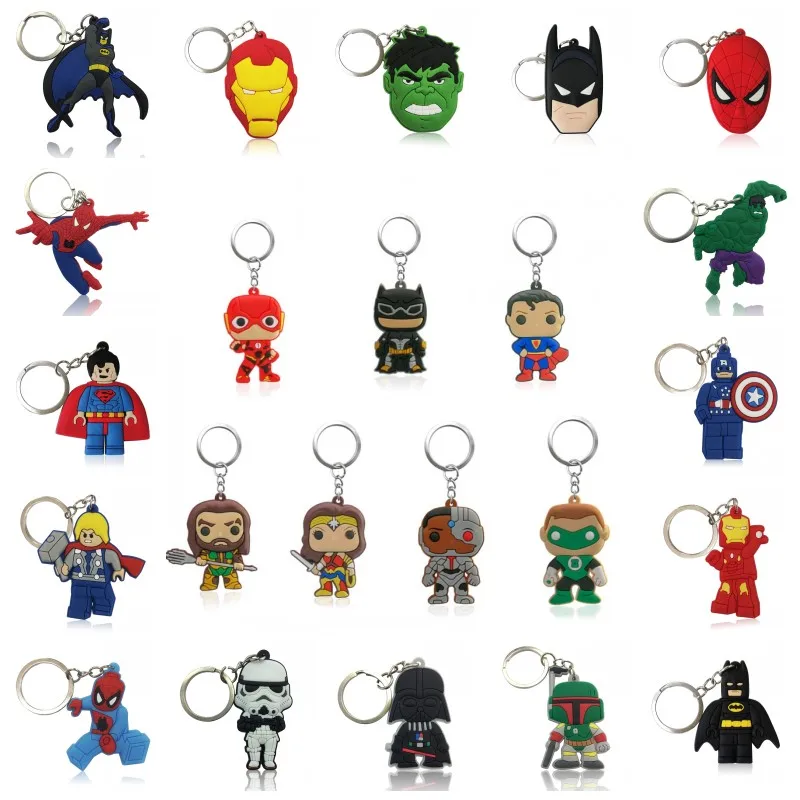 

1pcs Avenger Deadpool Keychain PVC Key Ring Justice League Key Chain Action Figure Trinket Key Cover Chaveiro Kids Party Gift