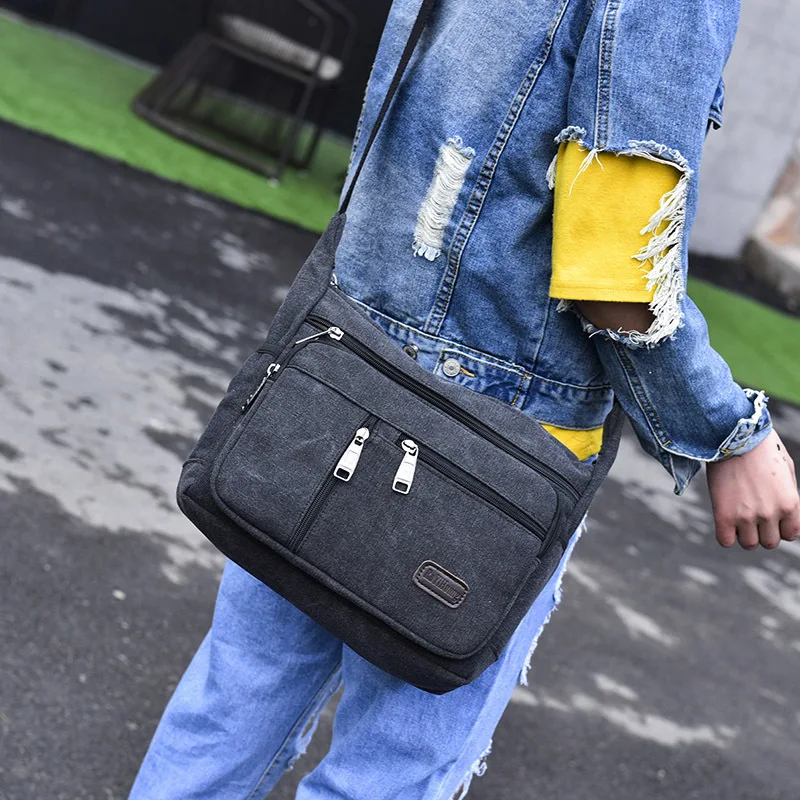 Najtaniej Duża pojemność moda na co dzień torba męska torba na ramię płótnie torby na ramię crossbody pojedynczy pasek jednolity, na zamek kobiet Flep torba