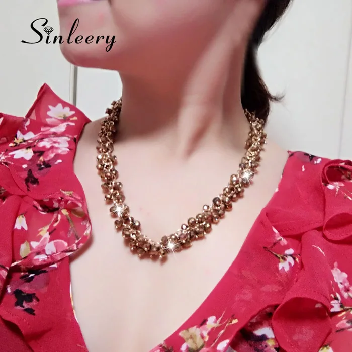 SINLEERY, высокое качество, разноцветное ожерелье с кристаллами для женщин, массивное ожерелье, колье, воротник XL075 SSG