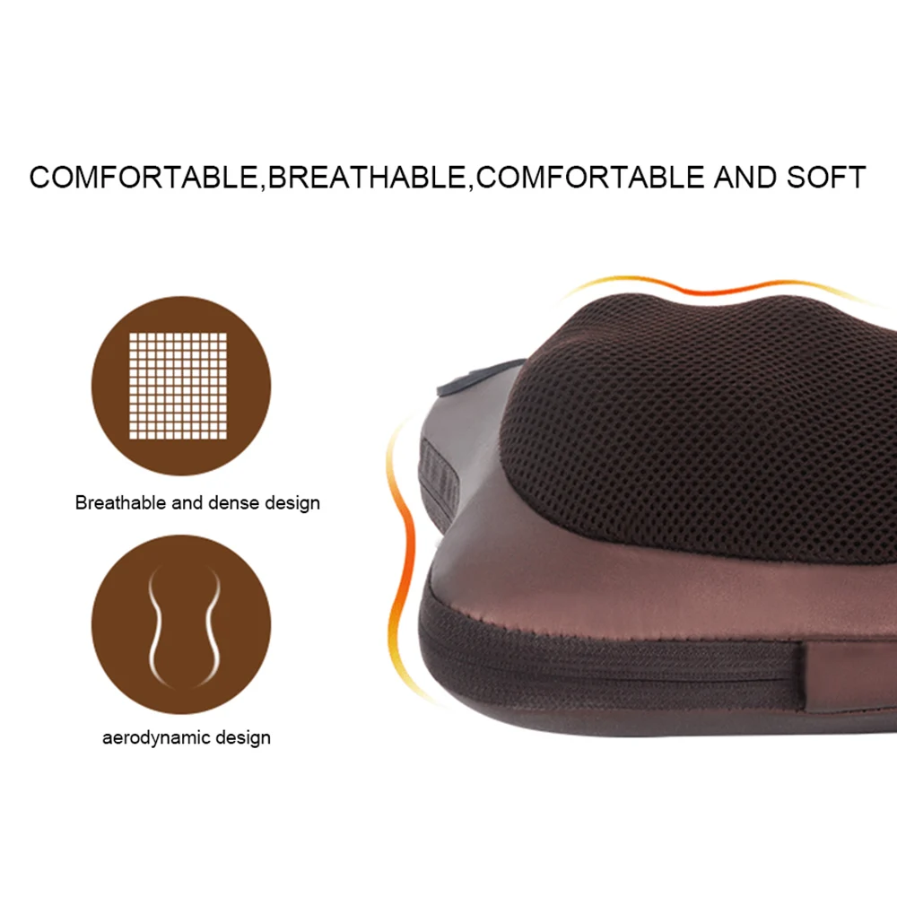 Neck Massager Car Home Cervical Shiatsu Massage Neck Back Waist Body Electric Multifunctional Massage Pillow Cushion