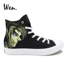 Вэнь ручная роспись обувь дизайн Link Z Legend of Zelda парусиновые кроссовки высокие женские черные плимсоллы мужские повседневные граффити обувь