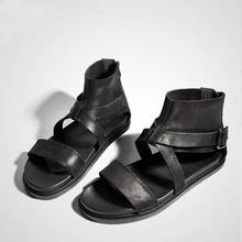 Новинка; римские сандалии; мужские летние пляжные сандалии-гладиаторы с открытым носком из коровьей кожи; Hombre