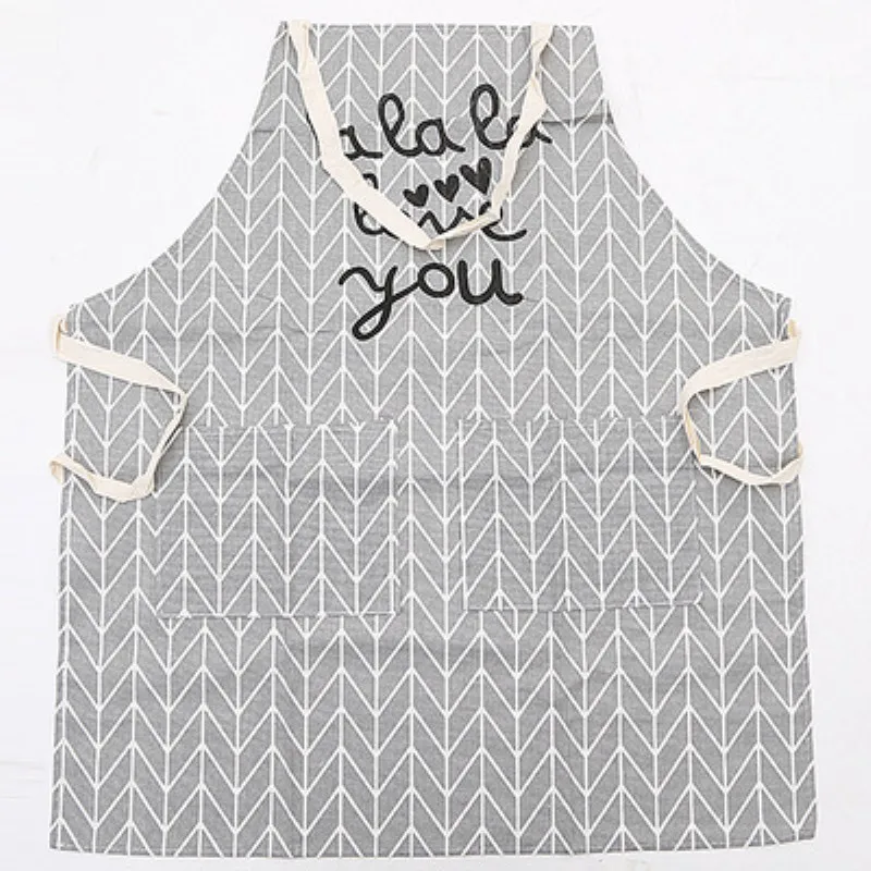 Cotton Apron Oil-proof Cleaning Apron Kitchen Home Overalls Bakery Half Apron Plain Plaid Simple Protective Clothing Dust Cover