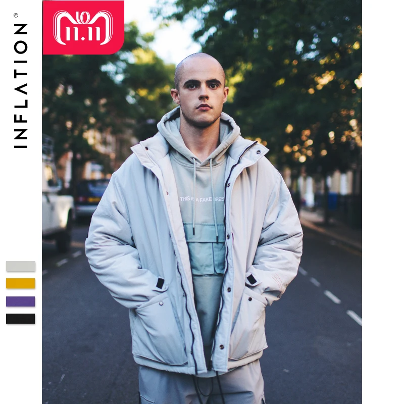 

INFLATION 2018 Winter Jackets Coat Fashion High Quality Cotton Padded Windproof Thick Warm Soft Brand Clothing Male Parkas 8761W
