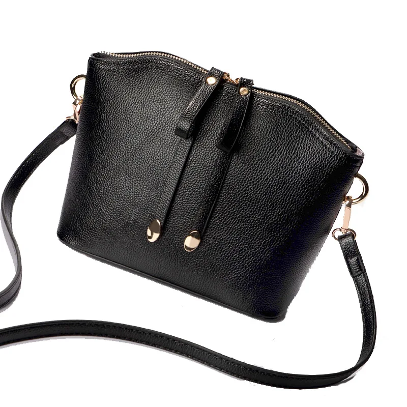 

New Simple PU Leather Shoulder Messenger Bags Womens Ladies Casual Cross Body Handbags Crossbody Small Double Zipper Shell Bag