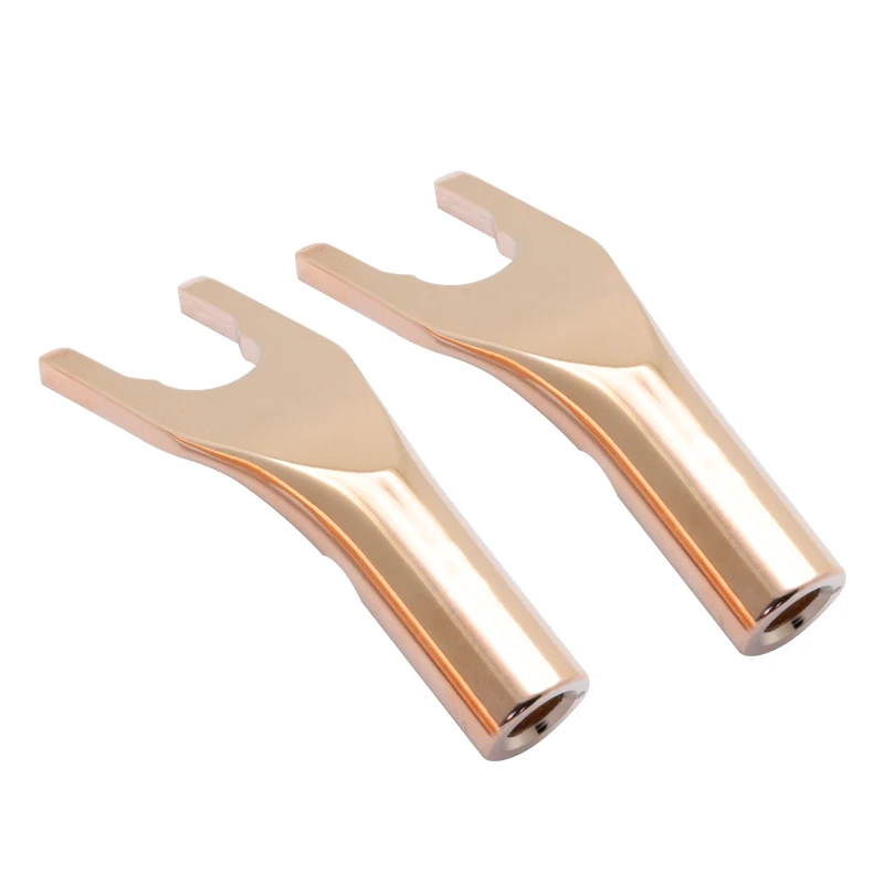 2PCS Gold-plated Copper Banana Plugs U/Y Type High quality Banana Connector Speaker Wire Connector With double Screw locks