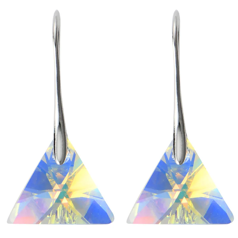 

Warme Farben 100% 925 Silver triangle Drop Earrings Crystal Dangle Earring Zircon Jewelry Earring Gifts for Women