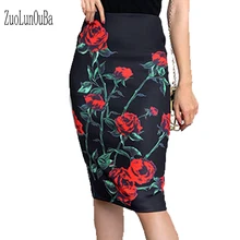 Zuolunouba летняя модная женска сумка бедра юбка черная Роза цифровая печать шаг юбка женская юбка