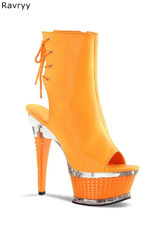 Zomer Herfst Mode Oranje Vrouw sandaal laarzen 17 cm platform peep Toe Vrouwen korte laars vrouwelijke acteren club party schoenen Zomer Herfst Mode Oranje Vrouw sandaal laarzen 17 cm platform peep Toe Vrouwen korte laars vrouwelijke acteren club party schoenen