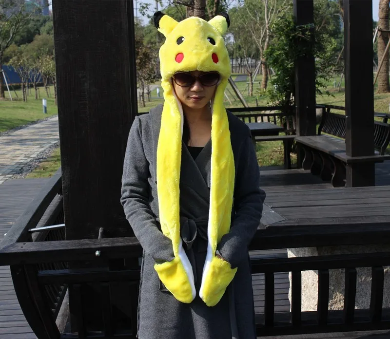 Зимняя теплая шапка, шарф, перчатка с изображением животных из мультфильма Покемон Пикачу