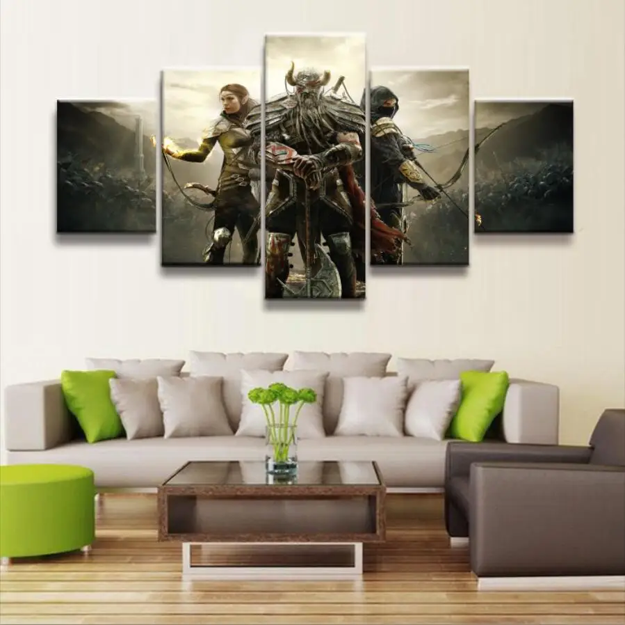 

5 Panel Game Poster The Witcher Wall Art Canvas Printed Modular Pictures Painting Home Decor For Living Room Modern Artworks