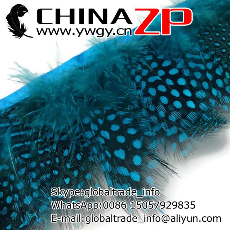 

Wholesale in CHINAZP Factory 10yards/lot Selected Top Quality Dyed Blue Guinea Polka Dot Hen Plumage Feather Trim