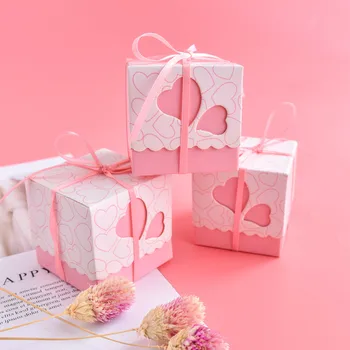 

50pcs/group Colorful Snack Gift Box Candy Cases With Ribbon Christmas Boxes And Packaging christmas Boxes Cookies