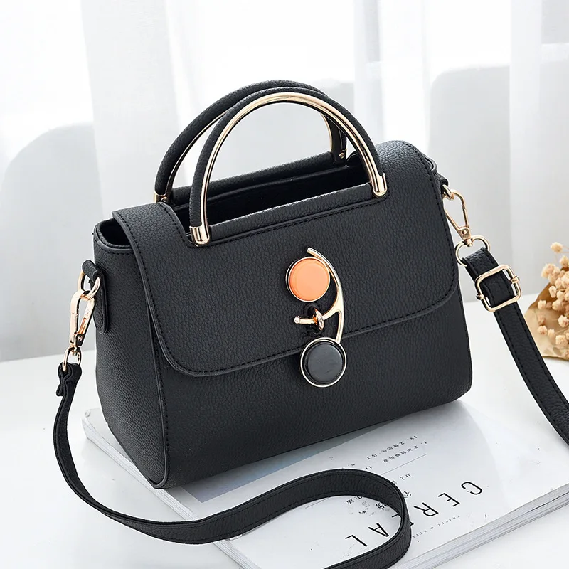 

Fashion women handbags Small top-handle bags black pu leather woman shoulder bags for girls Buckle design Female hand bag