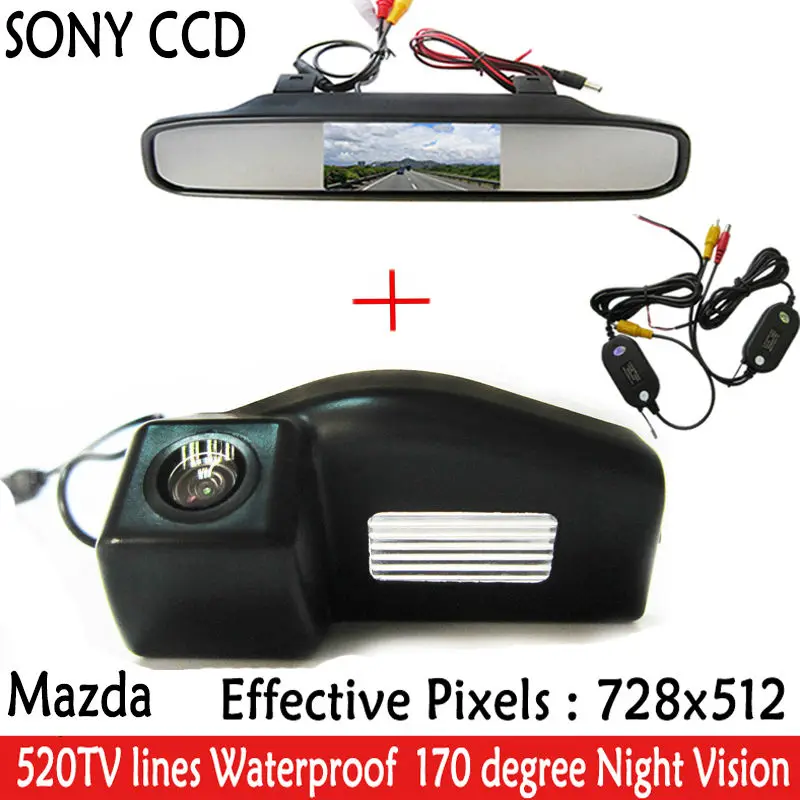 Wireless CCD HD Car rear view parking reverse backup camera for Mazda 2