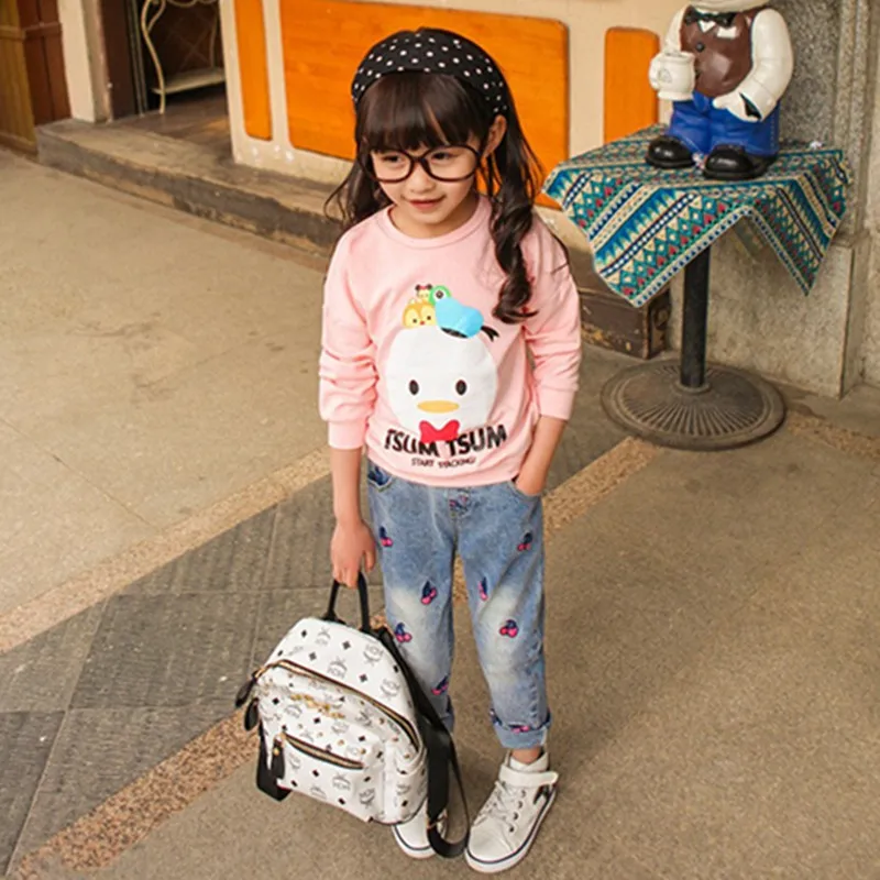 Hot Sale 2016 Fashion Cute Girl Jeans Autumn Embroidered Denim Jeans