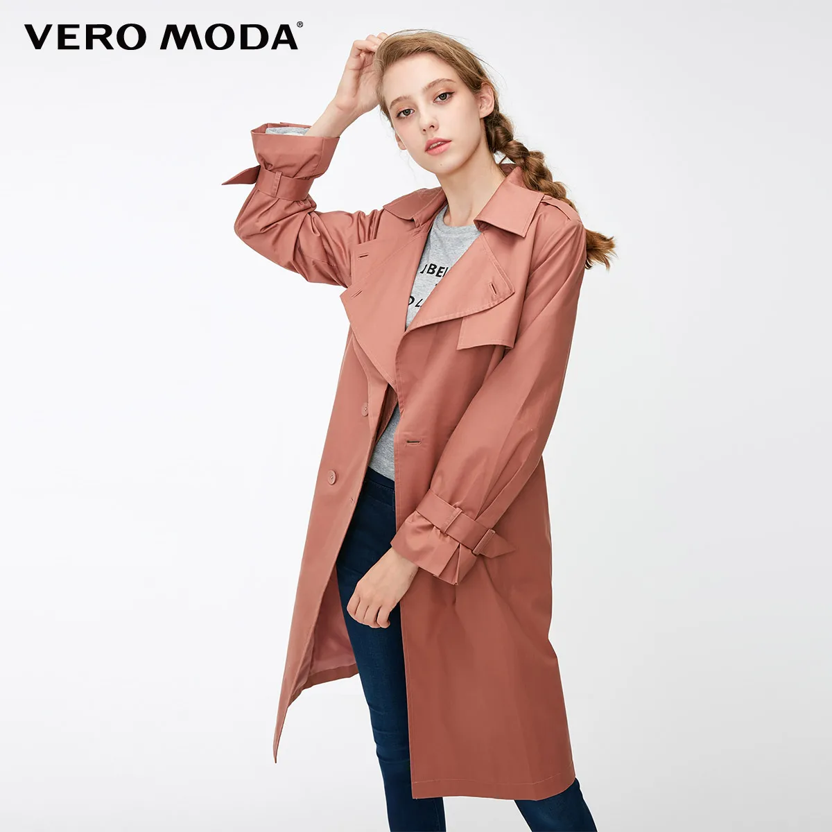 Burlwood red Vero Moda куртка женская женский прямой крой двухъярусный лацкан минималистский Тренч | 318321536 - Цвет: Burlwood red