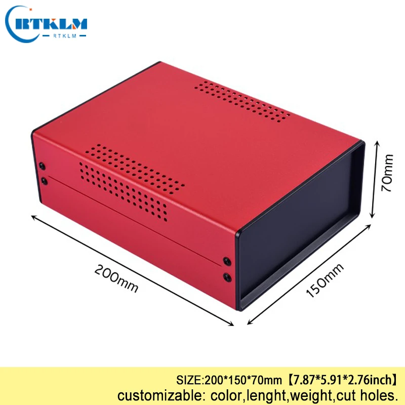 Железная коробка для электроники, самодельная коробка для подключения проводов, чехол для инструментов, заказной настольный корпус 200*150*70 мм, черная коробка